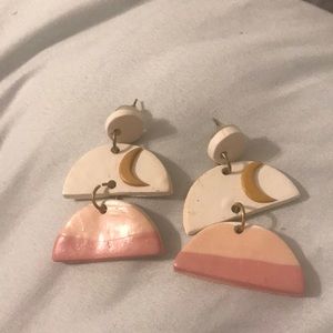 Clay desert moon earrings